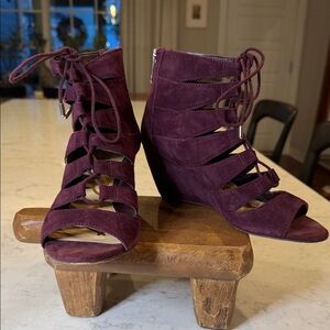 Sam Edelman Deep Purple Suede Wedge Heels